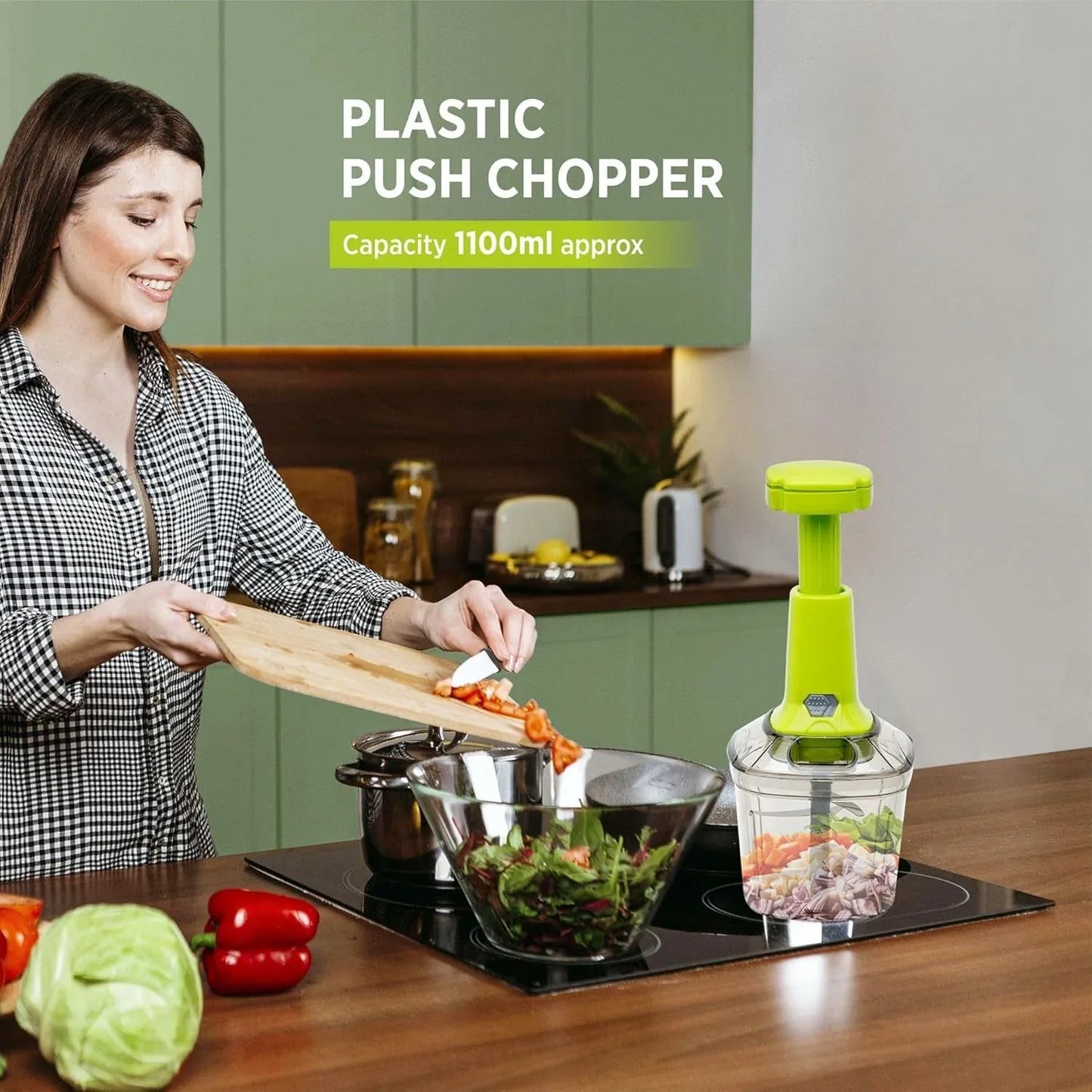 2in1 Press Vegetable Choppers For Kitchen (1100 Ml) - warehousetech13