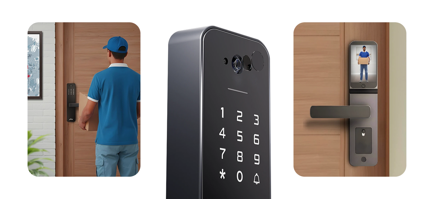Godrej 'New Launch' Smart Lock | Neo Pro View Digital Lock for Wooden Doors with Camera, View Screen, Wi-fi | Mobile App | Built-in Doorbell I 7 in 1 Access I 3 Yr Warranty I Free Installation
