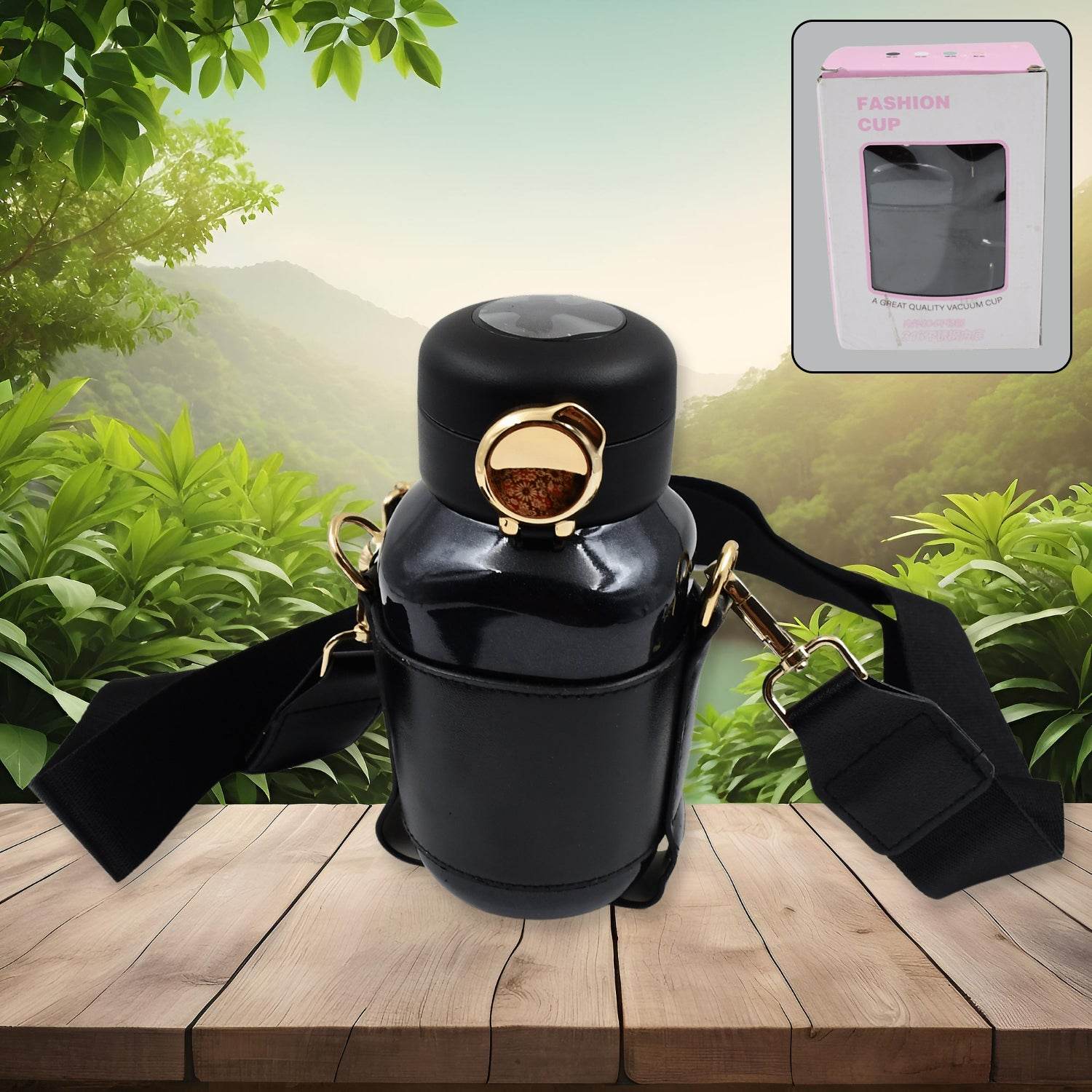 Thermos Steel Bottle Push Button Fashion Cup Temperature Display Bottle (420 Ml) - warehousetech13