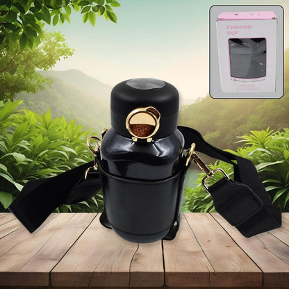 Thermos Steel Bottle Push Button Fashion Cup Temperature Display Bottle (420 Ml) - warehousetech13