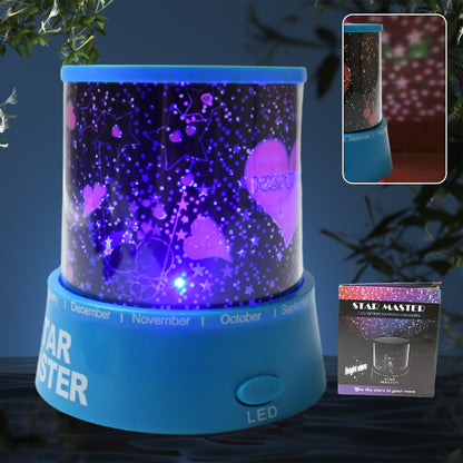 Led Projector Night Light Amazing Lamp 3 Battery Operated Lamps Rotation With The Music Function Master For Kids Bedroom Home Decoration Nightromantic Gift (Battery Not Included 1 Pc) - warehousetech13