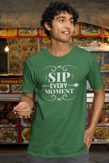 Sip Every Moment Graphic T-Shirt - Green