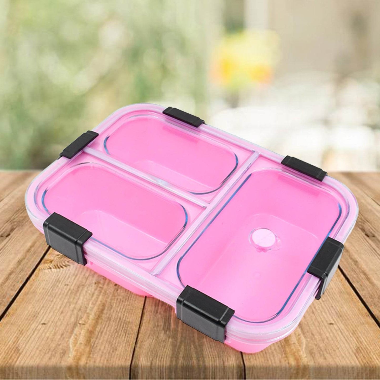 Plastic 3 Compartment Insulated Lunch Box Lunch Box (1 Pc) - warehousetech13
