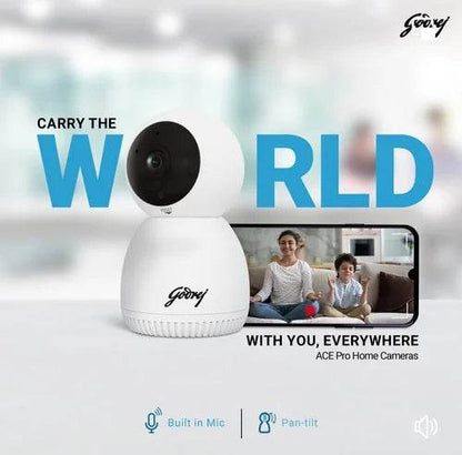 Godrej ACE PRO 3MP Wifi, 2 Way Audio, Smart Motion Tracking, Humanoid Detection, Alarm System Home Camera - warehousetech13