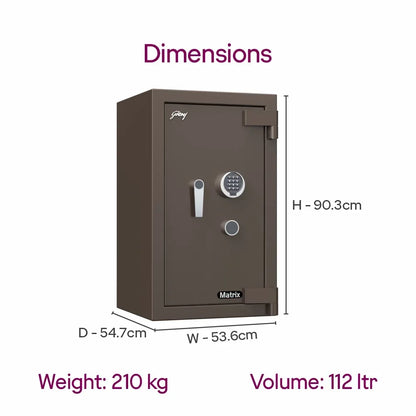 Godrej Matrix 3016 Smart Home Locker - 94L Digital + Key Lock, Secure Double-Walled Safe - warehousetech13