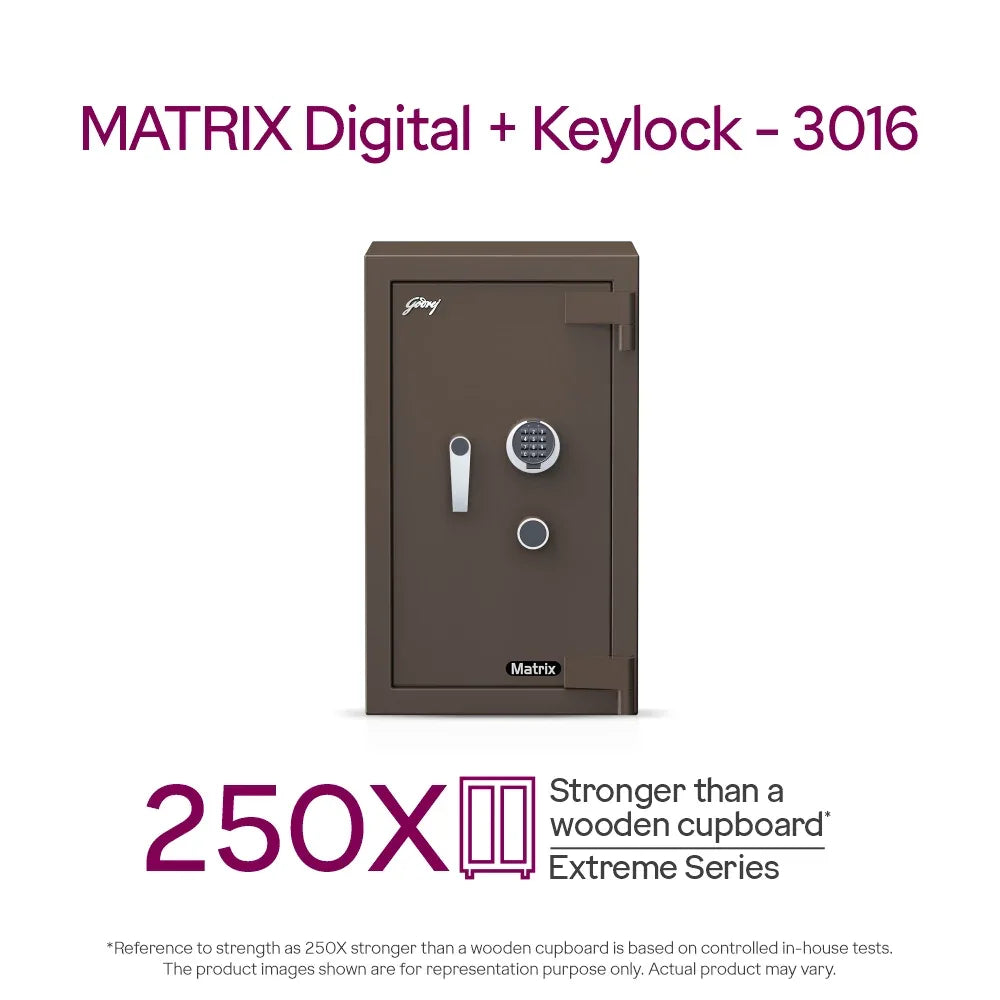 Godrej Matrix 3016 Smart Home Locker - 94L Digital + Key Lock, Secure Double-Walled Safe - warehousetech13