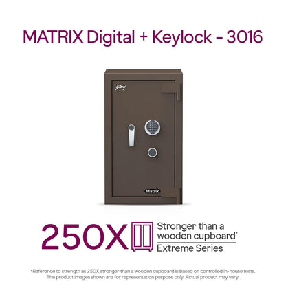 Godrej Matrix 3016 Smart Home Locker - 94L Digital + Key Lock, Secure Double-Walled Safe - warehousetech13