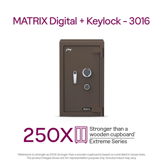 Godrej Matrix 3016 Smart Home Locker - 94L Digital + Key Lock, Secure Double-Walled Safe
