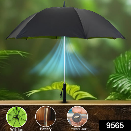 Sun Umbrella With Inside Fan Power Bank Umbrellas For Summer (1 Pc)