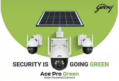 Godrej Ace Pro Green 4MP IP66 PTZ Solar Sim CCTV Camera with 4G Support, Human Detection, 2 Way Talk, Works with Alexa & Battery Backup of 36 hrs - warehousetech13