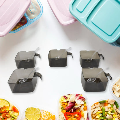 Rotating Spice Jars Vertical Rotatable Seasoning Box 5 Section Tier With 5 Spoon (1 Set) - warehousetech13