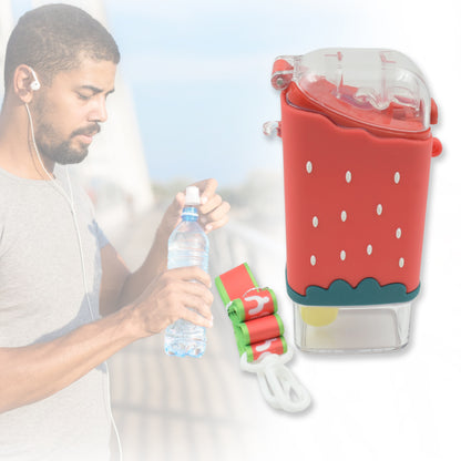 Portable Cute Water Bottle For Kids Unique Ice Cream Shape Plastic Kettle With Straw Adjustable Shoulder Strap Bpa Free Leakproof (300 Ml) - warehousetech13