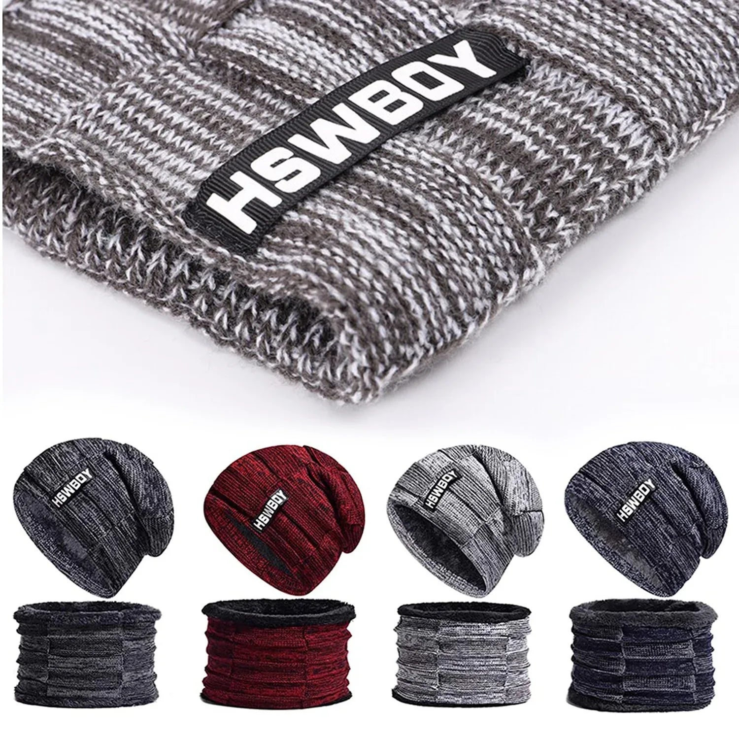 6066 Ultra Soft Unisex Woollen Beanie Cap Plus Muffler Scarf - warehousetech13