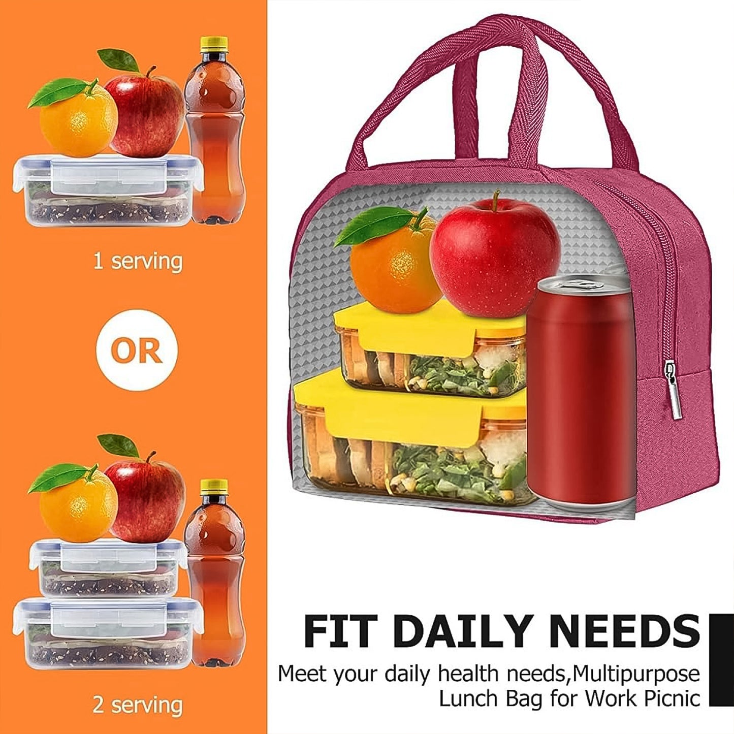 Lunch Box Bag Insulated With Zipper (1 Pc) - warehousetech13