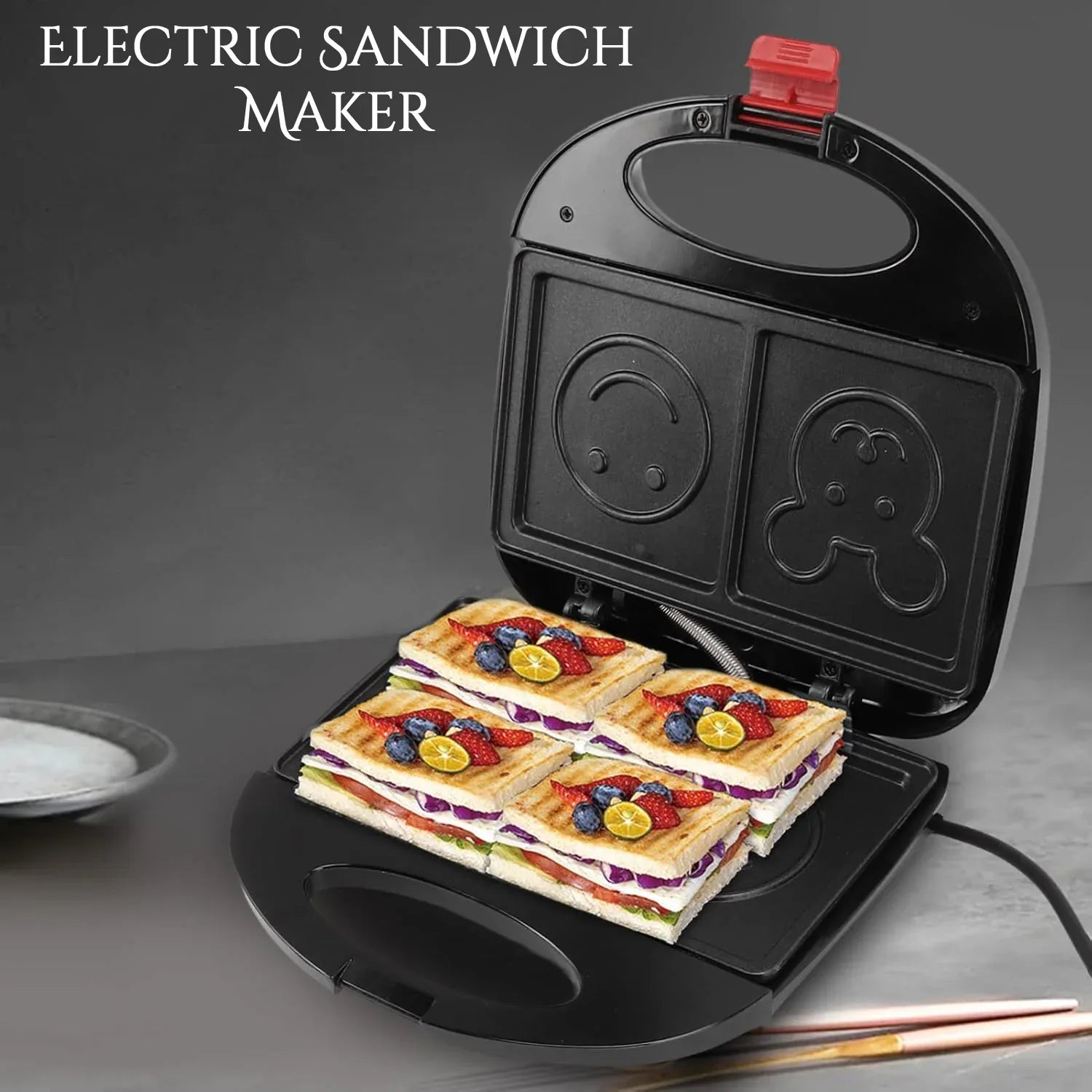 Double Sided Heating 750w Electric Sandwich Maker (1 Pc) - warehousetech13