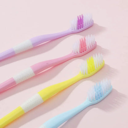 12814 2-in-1 Tooth Brush With Tongue Scraper Soft Bristle Long Handle (8pcs) Soft Toothbrush - warehousetech13