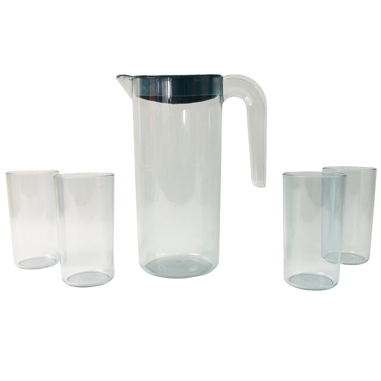 Apex Crystal Premium Jug With Lid 4 Pcs Glass (1500 Ml 300 Ml Approx 5 Pcs Set) - warehousetech13