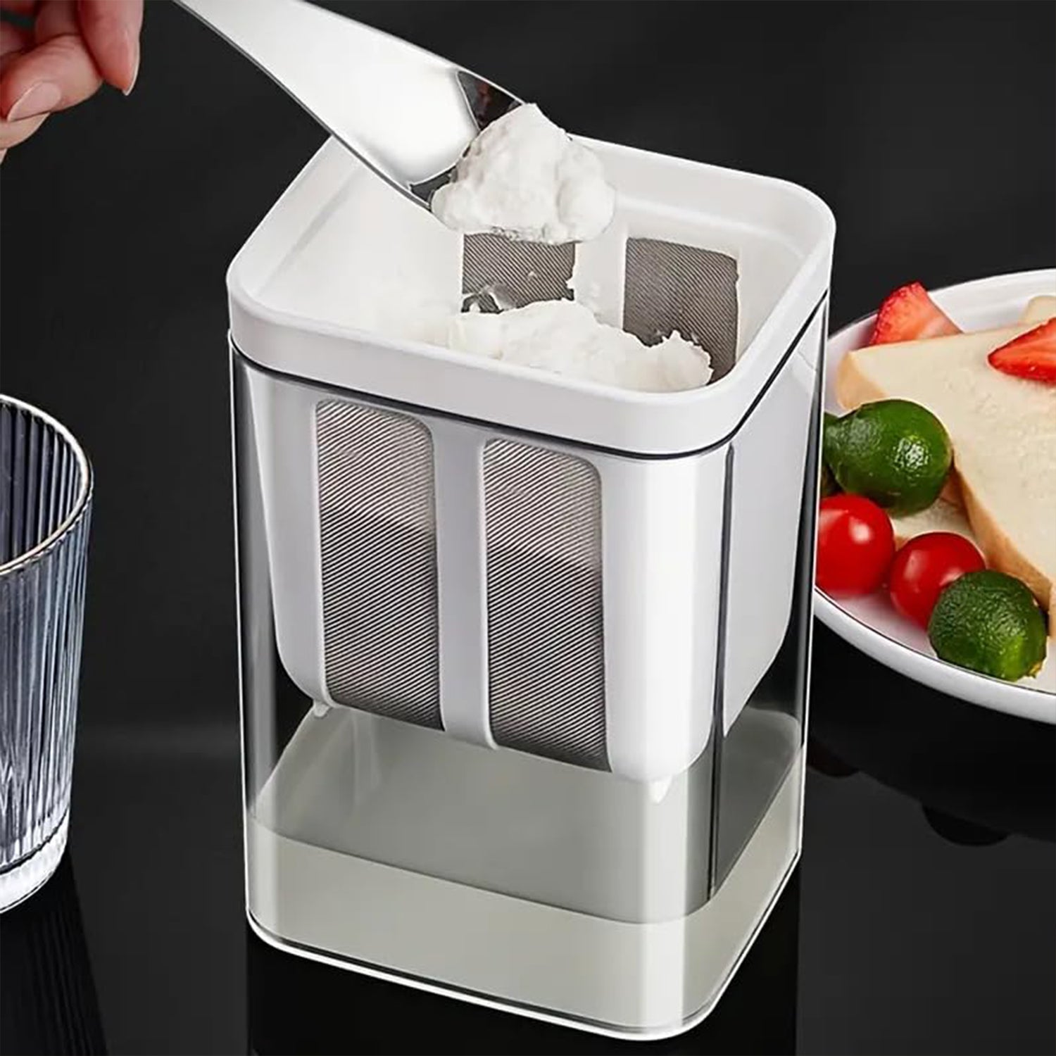 2 In 1 Multifunctional Yogurt Strainer With Storage Container 1400 Ml (1 Set) - warehousetech13