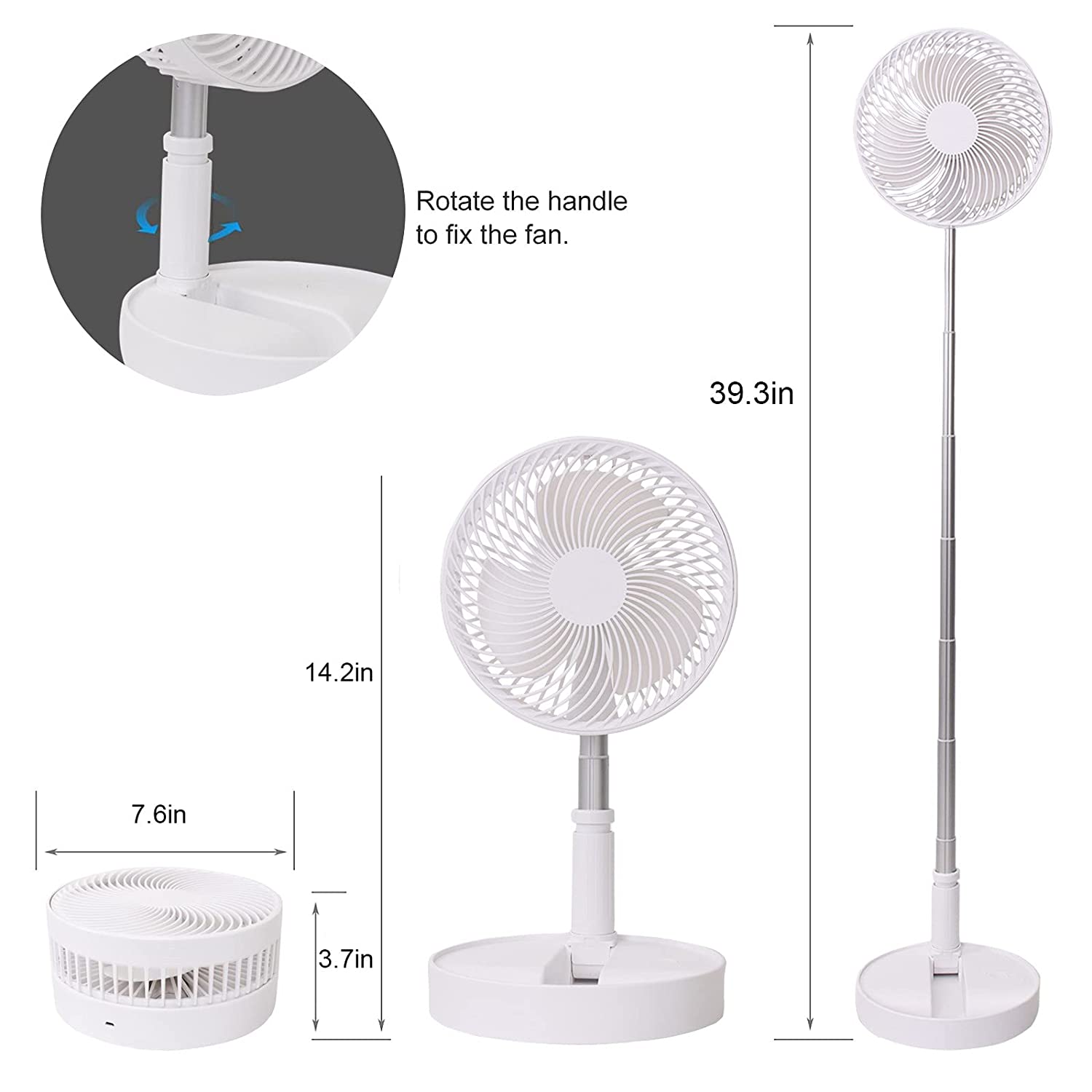 Telescopic Electric Desktop Fan Height Adjustable Foldable Portable For Travelcarry Silent Table Top Personal Fan For Bedside Office Table (Battery Not Include) - warehousetech13