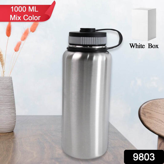 Stainless Steel Double Wall Vacuum-insulated Drink Water Bottle (1000 Ml Mix Color) - warehousetech13