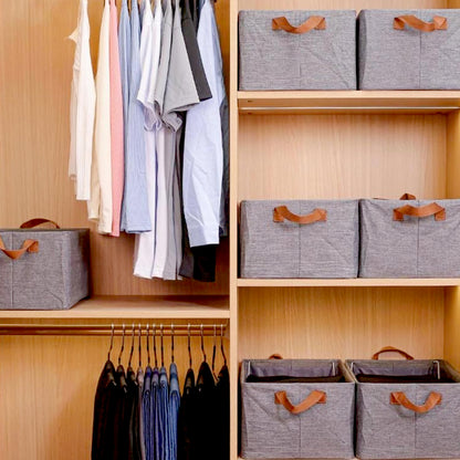 12627 Foldable Storage Box With Lid And Handles Cotton And Linen Storage Bins And Baskets Organizer For Nursery Closet Bedroom Home (45 Cm) - warehousetech13