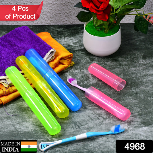 4pc Plastic Toothbrush Cover Anti Bacterial Toothbrush Container- Tooth Brush Travel Covers Case Holder Cases