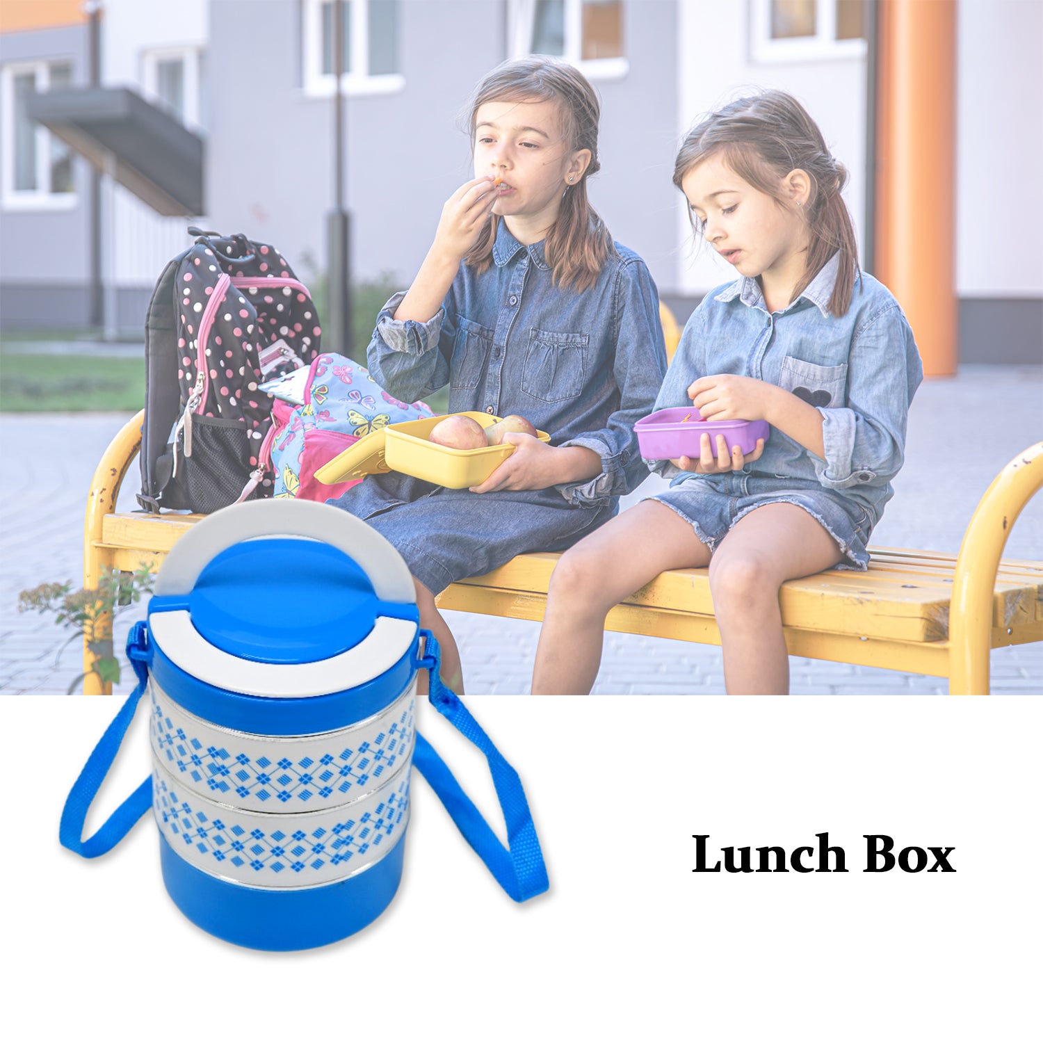 2493 3 Layer Adjustable Insulated Tiffin Set Of 1 Blue 3 Containers Lunch Box - warehousetech13