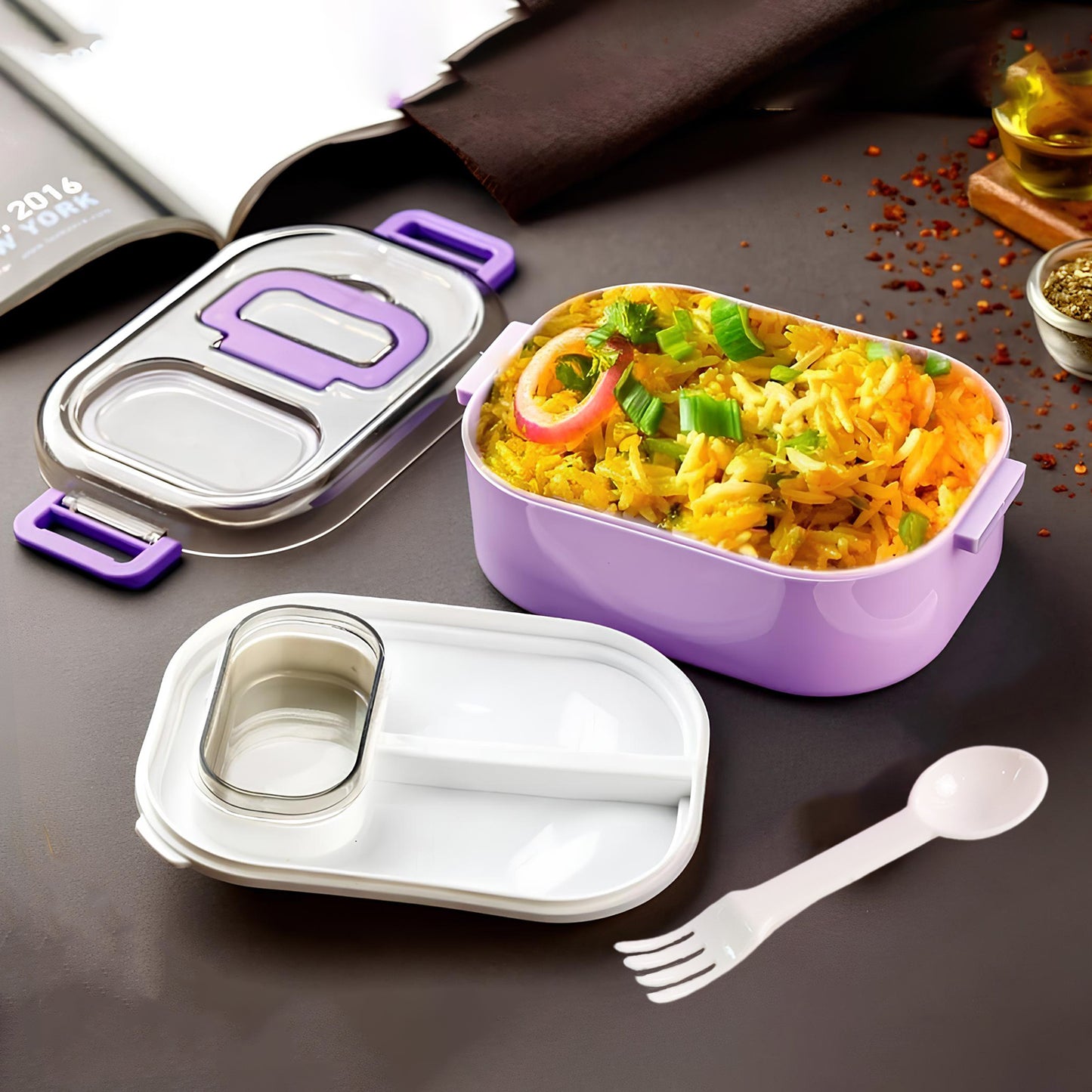 Multi-functional 1 Set Leakproof Lunch Box With Cutlery Tumbler - warehousetech13