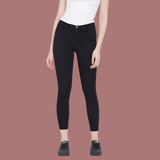 Black Women's Slim Fit Cotton Jeans - warehousetech13