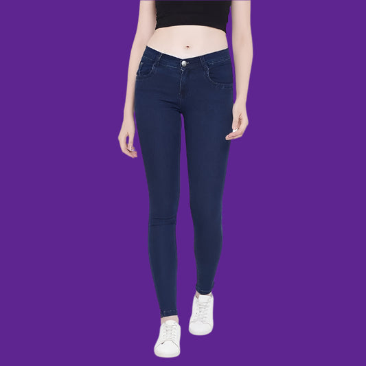 Blue Women's Slim Fit Cotton Jeans - warehousetech13