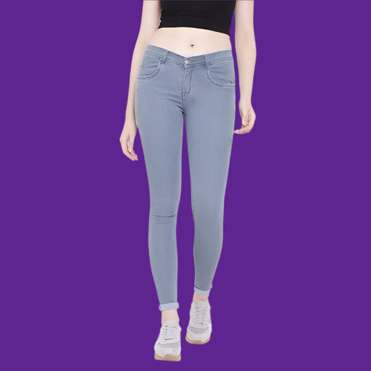 Grey Women's Slim Fit Cotton Jeans - warehousetech13
