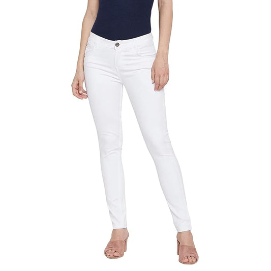 White Women's Slim Fit Cotton Jeans - warehousetech13