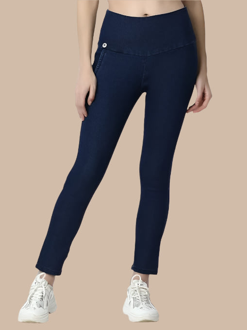 Blue Skinny Fit High Waist Ankle Length Jeggings - warehousetech13