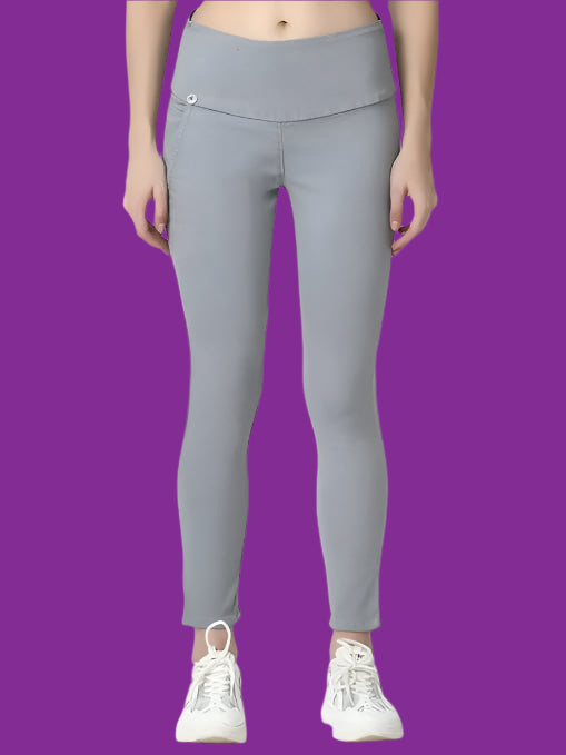 Grey Skinny Fit High Waist Ankle Length Jeggings - warehousetech13