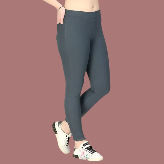 Clothing Women's Grey Regular Fit Jeggings - warehousetech13