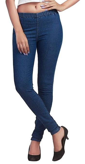 Blue Womens Slim Fit Denim Lycra Stretchable Jeggings - warehousetech13
