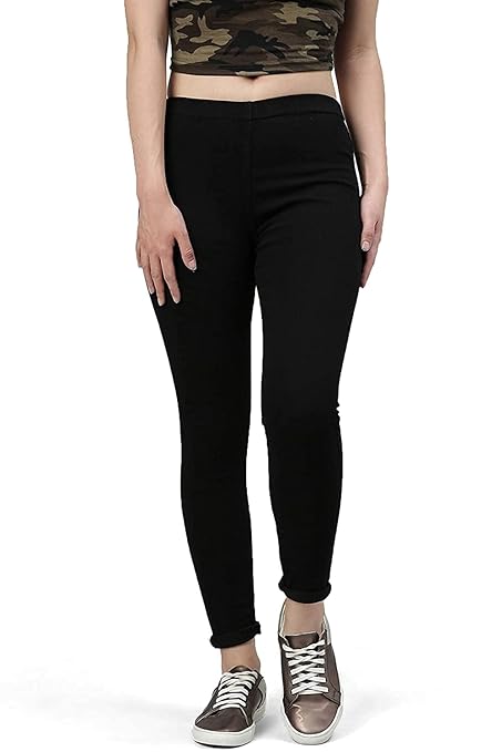 Black Womens Slim Fit Denim Lycra Stretchable Jeggings - warehousetech13