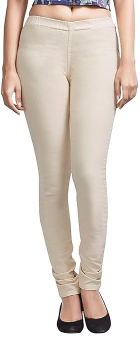 Classy Womens Beige Slim Fit Denim Stretchable Jeggings - warehousetech13