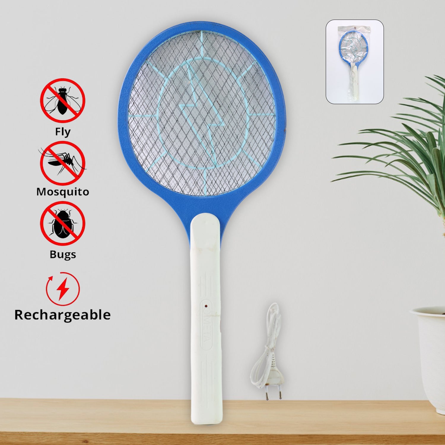 9108 Anti Mosquito Racquet Rechargeable Insect Killer Bat With Led Light - warehousetech13