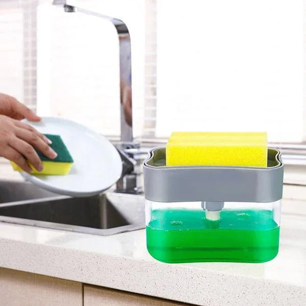 Liquid Soap Dispenser On Countertop With Sponge Holder - warehousetech13