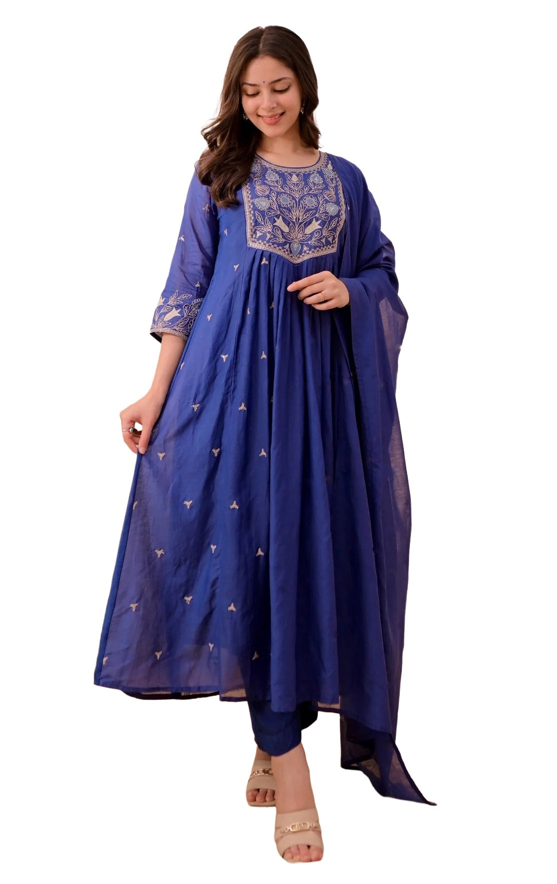 Printed Viscose Kurta Set with Pants & Dupatta