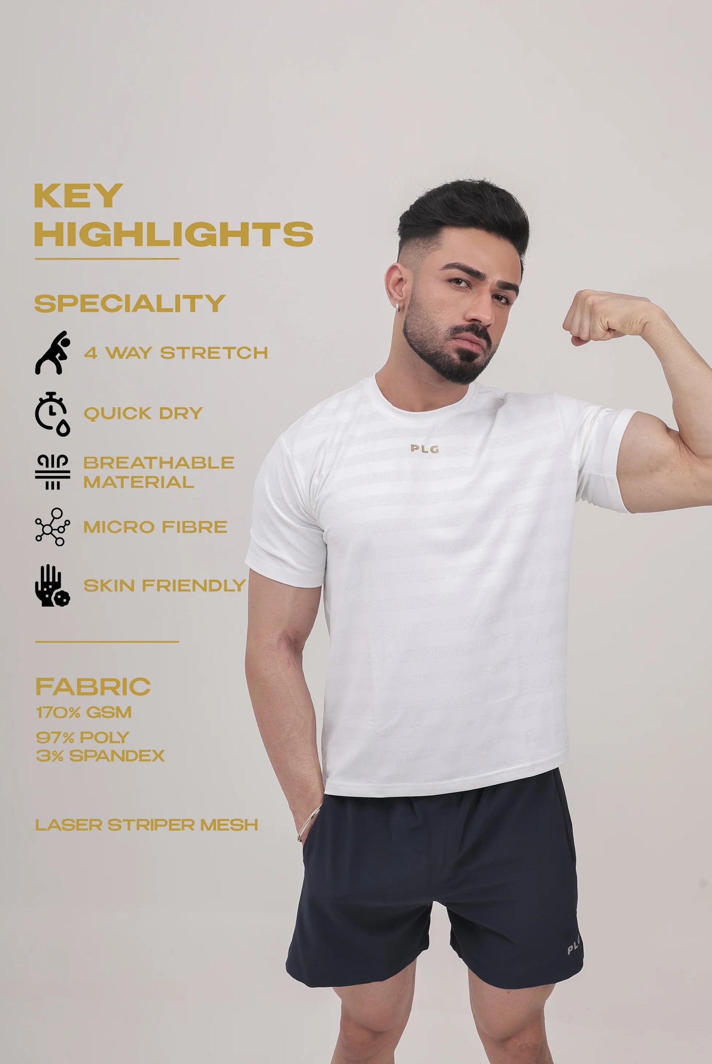 AIR FLOW WHITE -  lightweight, highly breathable activewear T‑shirts