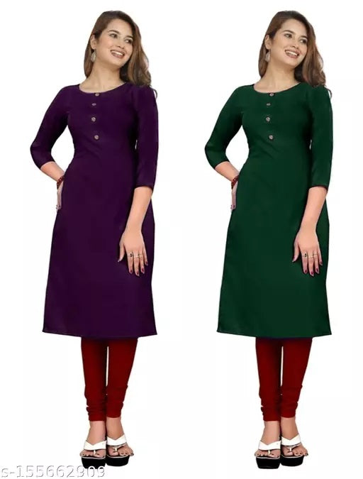 Stylish Multi Crepe 3/4 Sleeves Combo Kurta - warehousetech13