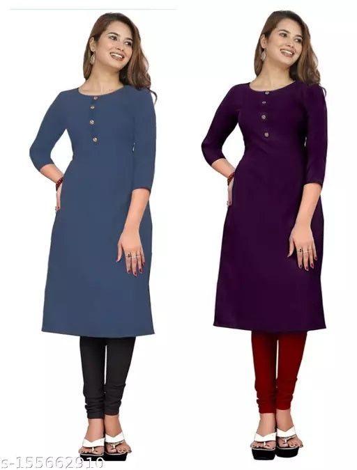 Classic Multi Crepe 3/4 Sleeves Combo Kurta - warehousetech13