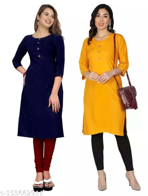 Classy Multi Crepe 3/4 Sleeves Combo Kurta - warehousetech13