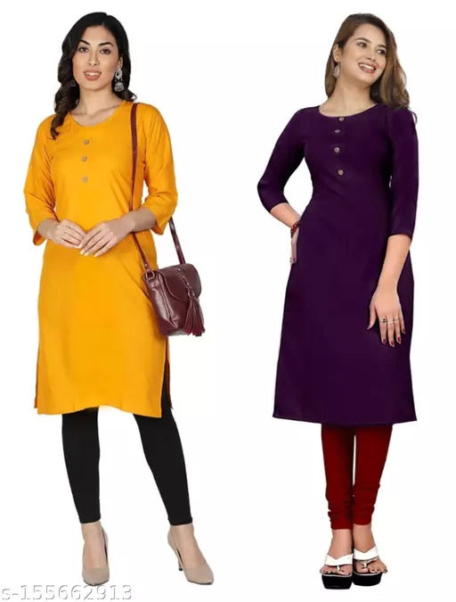Multi Crepe 3/4 Sleeves Combo Kurta - warehousetech13