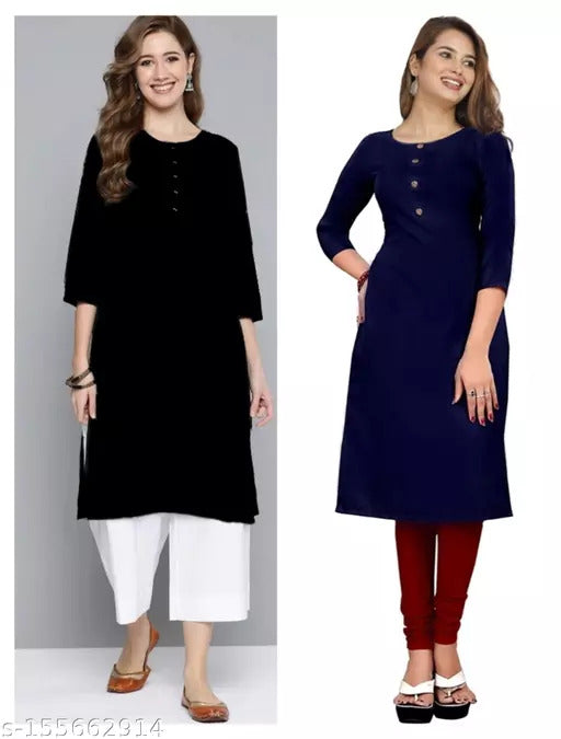 Combo Classic Multi Crepe 3/4 Sleeves Kurta - warehousetech13