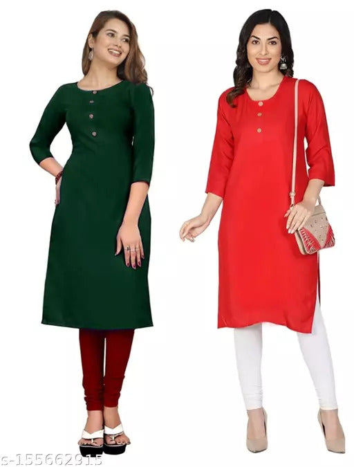 Combo 2 Multi Crepe 3/4 Sleeves Kurta - warehousetech13
