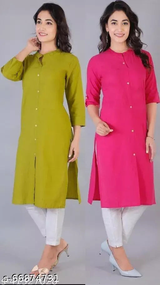 Multi Cotton Slub Kurti For Women Combo Pack - warehousetech13