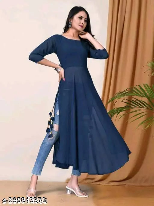 Stylish Women Georgette A-Line Kurti - warehousetech13